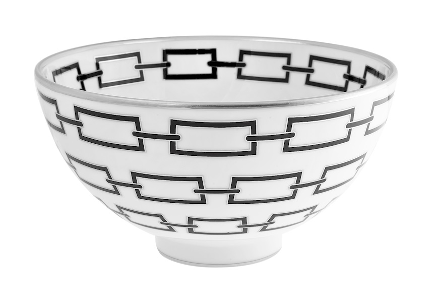 Round bowl Catene Nero porcelain Richard Ginori