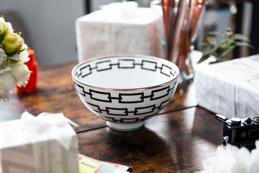 Round bowl Catene Nero porcelain Richard Ginori