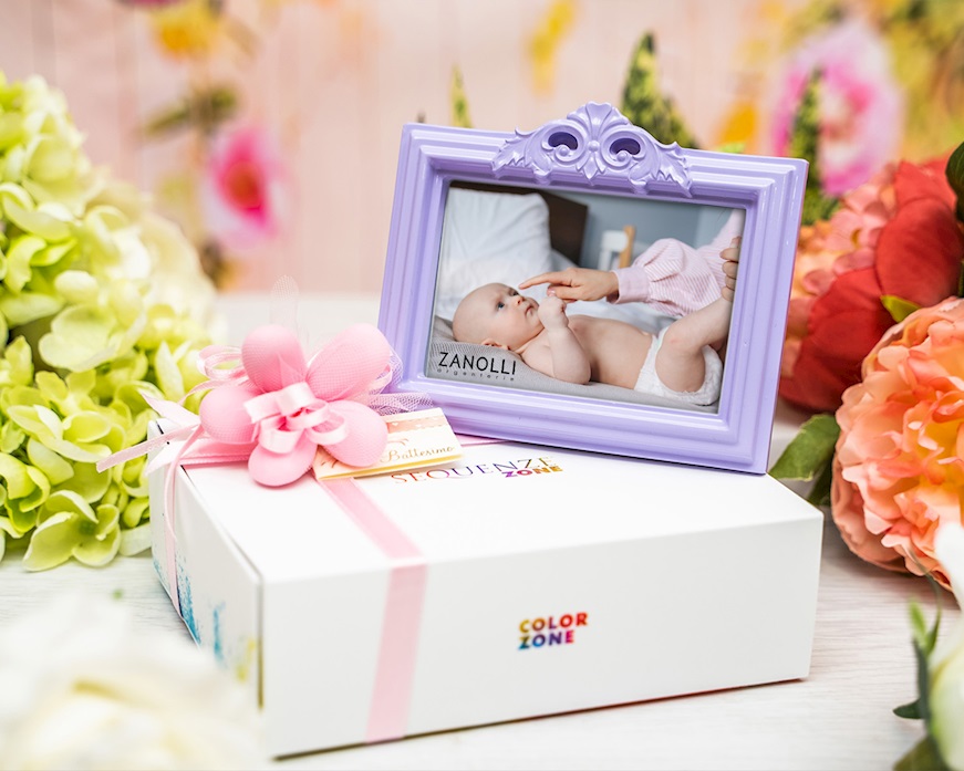 Mini Picture Frame Lilac with sugared almonds Selezione Zanolli