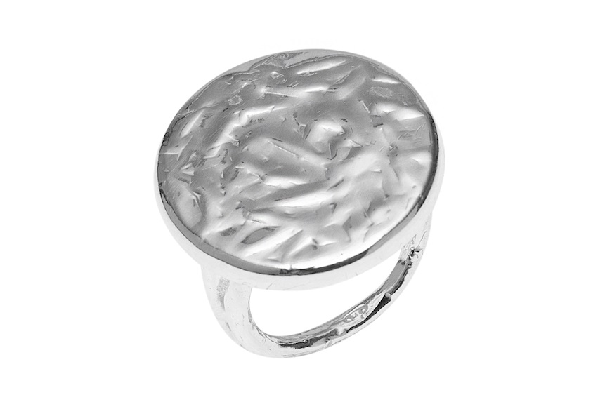 Ring Lulu silver with hammered round Selezione Zanolli