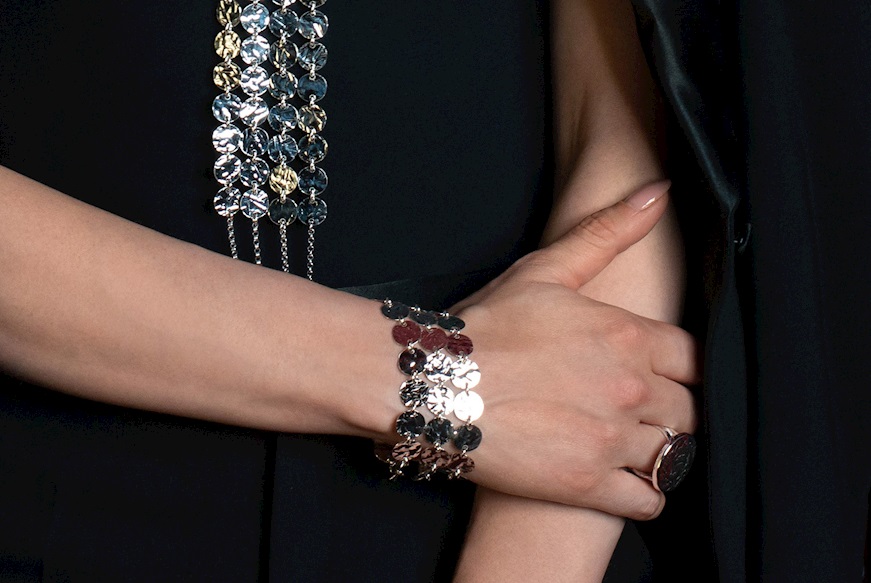 Bracelet Lulu silver with hammered rounds Selezione Zanolli