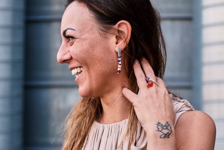 Earrings Rainbow silver with multicolored stones Selezione Zanolli