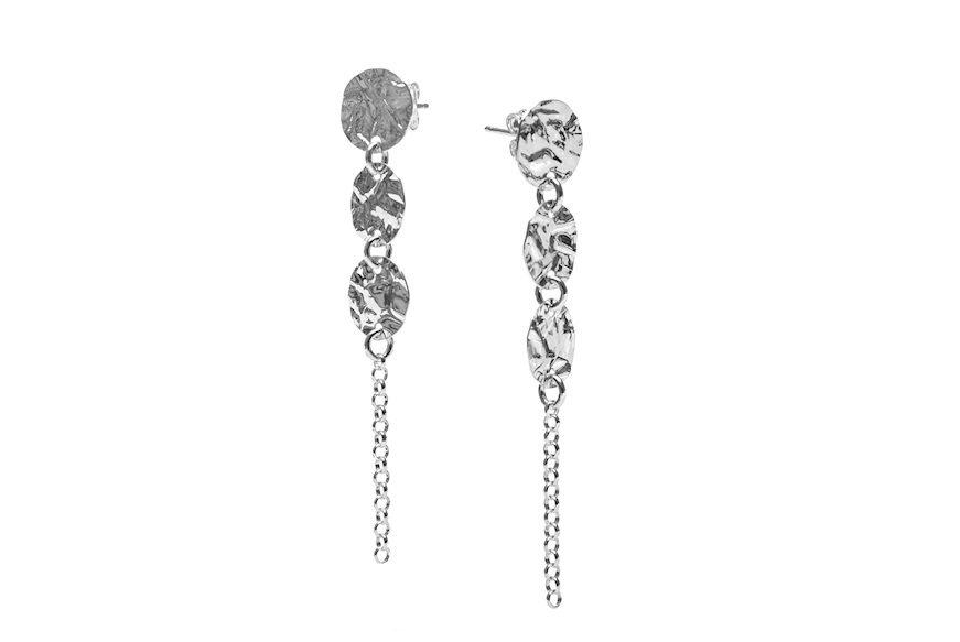 Pendant earrings Lulu silver with hammered rounds Selezione Zanolli