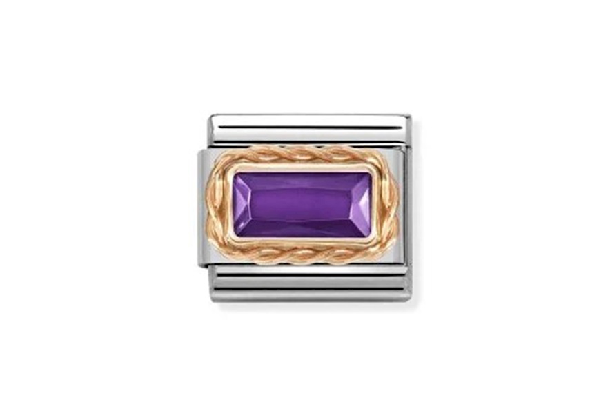 Purple Stone Composable steel and rosè gold Nomination