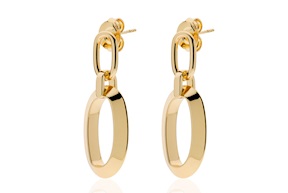 Orecchini Triangoli in bronzo dorato con maglie ovali Unoaerre