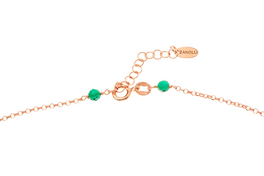 Necklace silver rosè with river's pearls and green crystals Selezione Zanolli