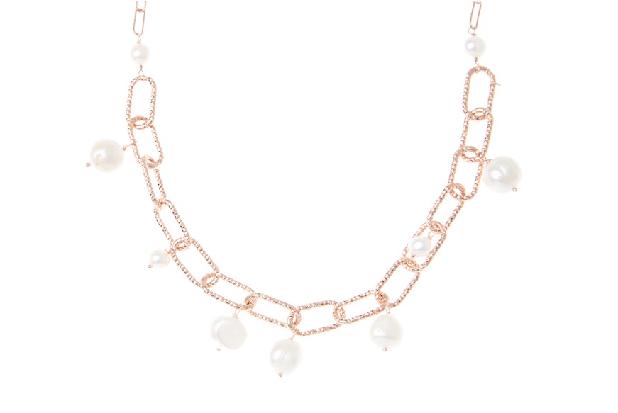 Necklace silver rosè with river's pearls Selezione Zanolli