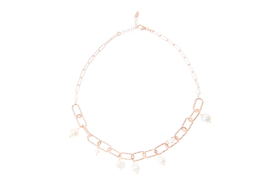 Necklace silver rosè with river's pearls Selezione Zanolli