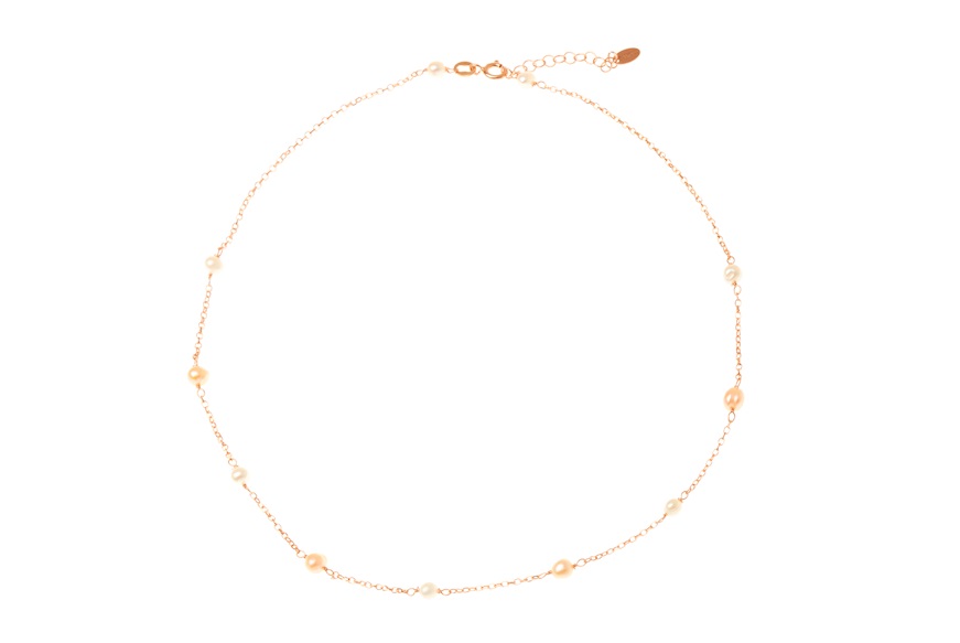 Necklace silver rosè with white and pink river's pearls Selezione Zanolli