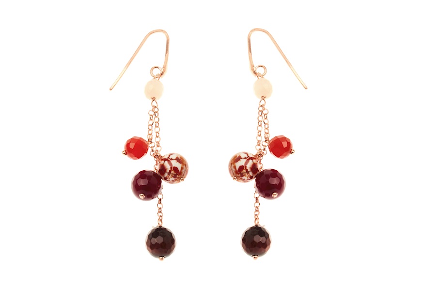 Earrings silver rosè with agate, carnelian and tiger's eye Selezione Zanolli