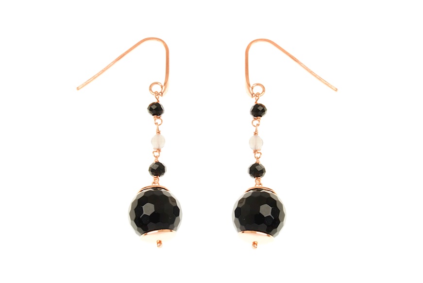 Earrings silver rosè with black agate Selezione Zanolli