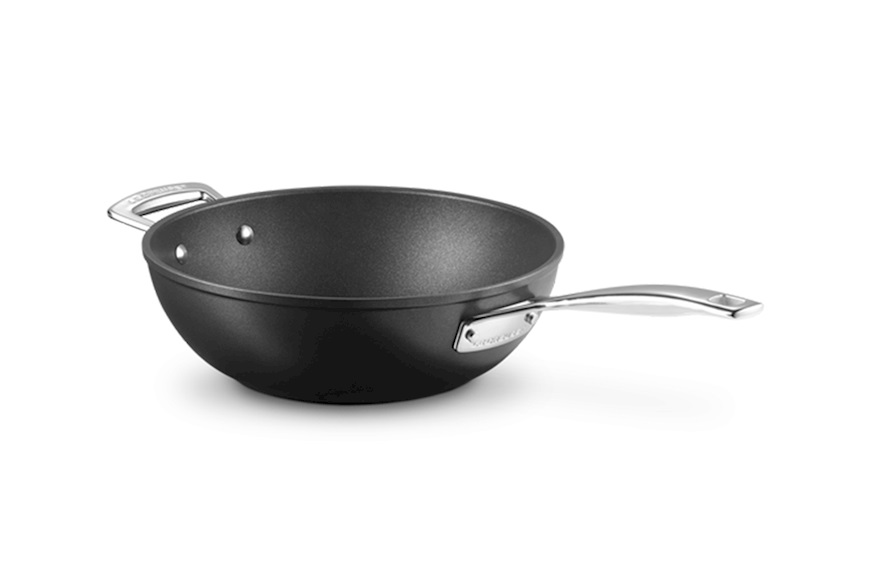 Wok in alluminio antiaderente nero con manico lungo Le Creuset