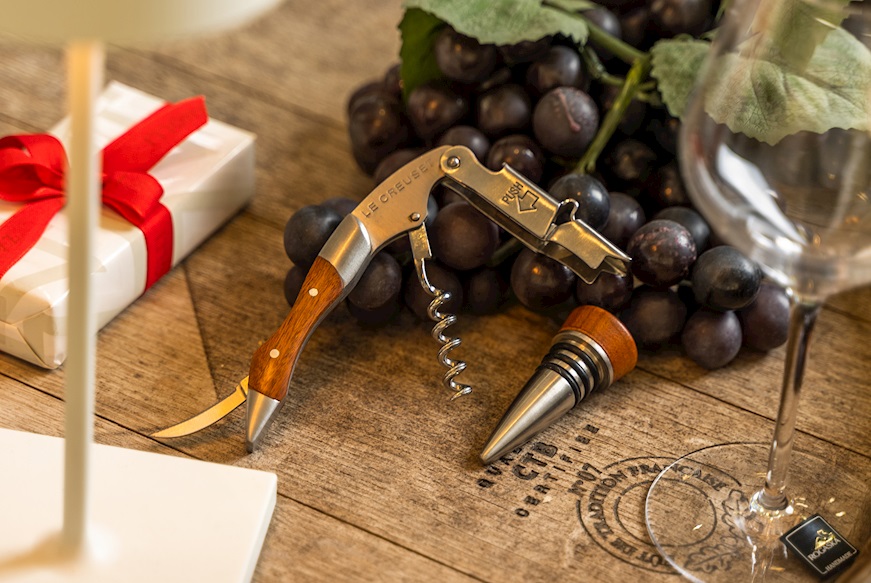 Corkscrew Amico del Sommelier steel with wooden cork Le Creuset