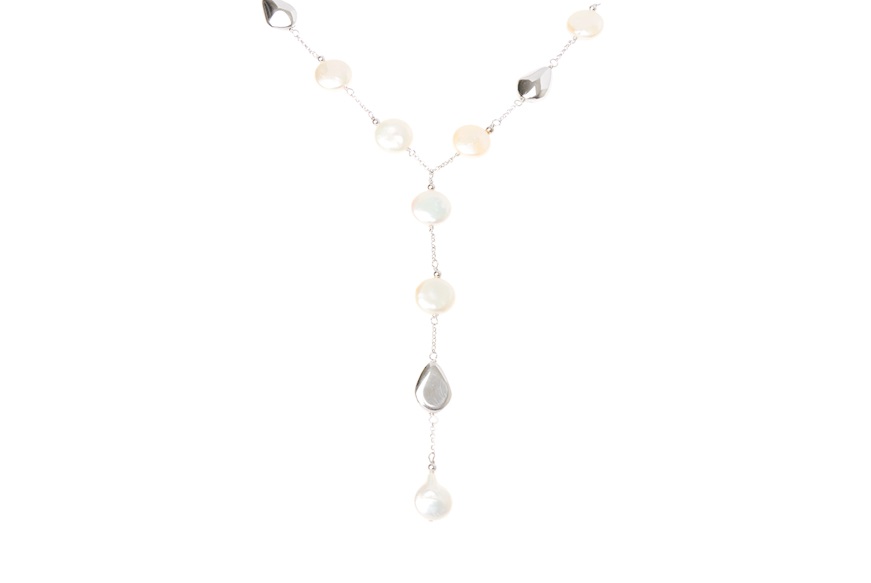 Collana argento con pepite e perla Luisa della Salda