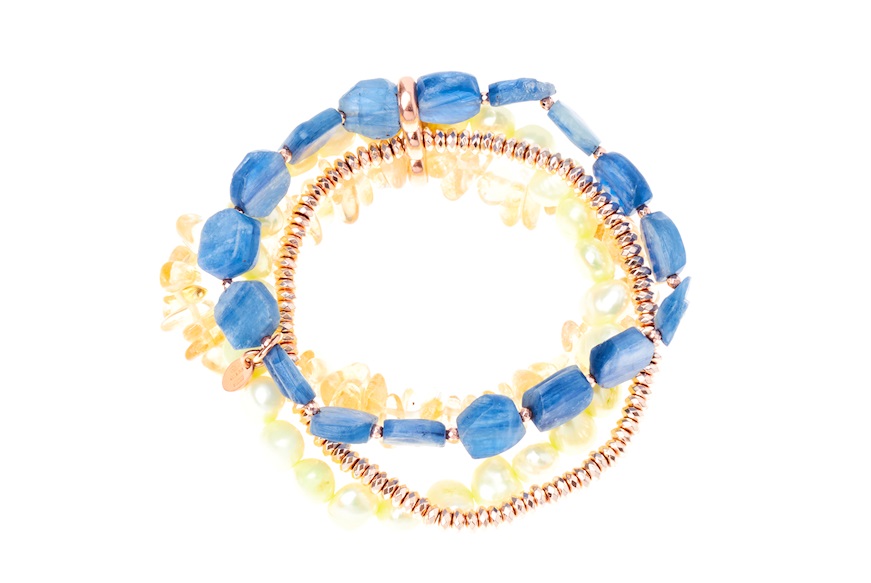 Bracelet silver rosé with green pearl, kyanite, citrine and hematite Luisa della Salda