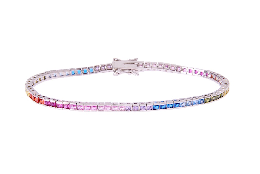 Bracciale Tennis argento con carrè di zirconi multicolor Selezione Zanolli