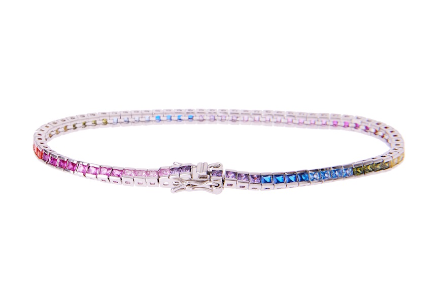 Bracciale Tennis argento con carrè di zirconi multicolor Selezione Zanolli