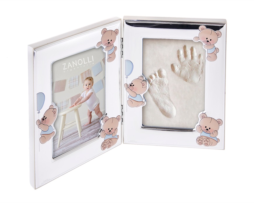Cornice Orsetti Celesti argento pvd con kit per le impronte Selezione Zanolli