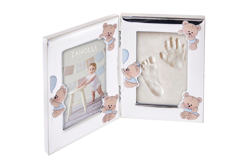Picture frame Blue Teddy Bears with foot and hand prints kit Selezione Zanolli
