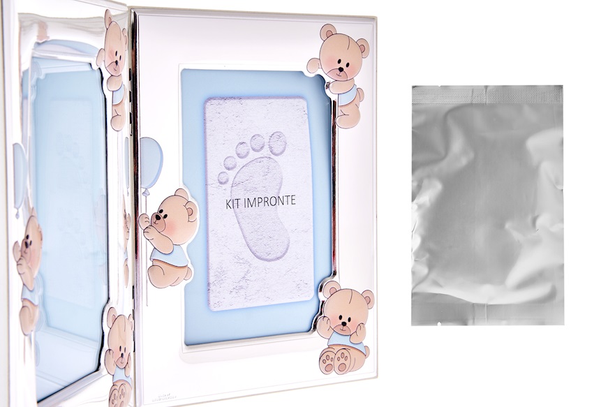 Picture frame Blue Teddy Bears with foot and hand prints kit Selezione Zanolli