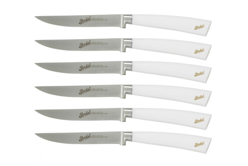 6 pcs. steak knife set Elegance steel with white handle Berkel