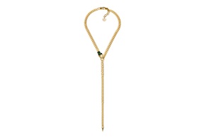 Collana Snake in bronzo dorato con serpente in smalto verde e nero Unoaerre