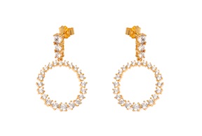 Orecchini pendenti Luce argento con finitura dorata e cubic zirconia Sovrani