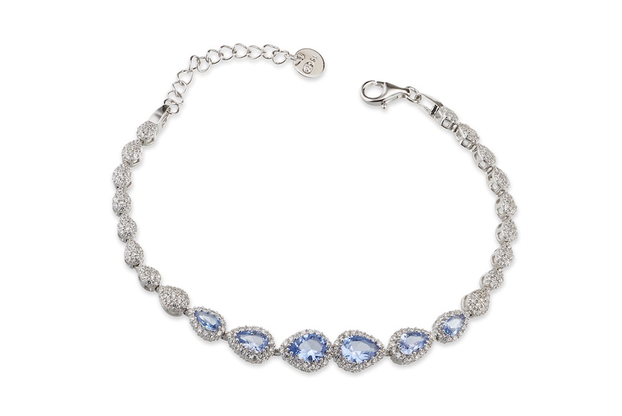 Bracciale Luce argento con cubic zirconia e zirconi acquamarina Sovrani