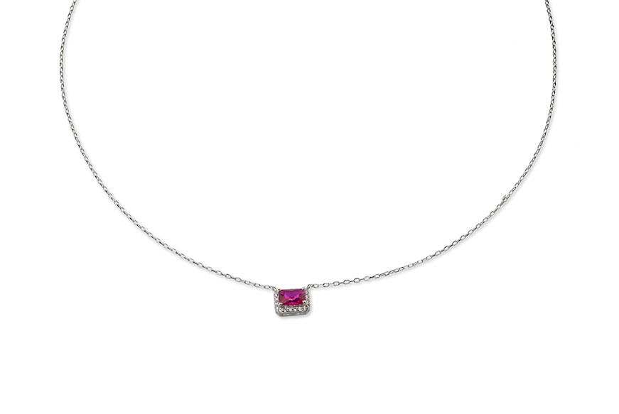 Necklace Luce silver with cubic zirconia and ruby zircon Sovrani