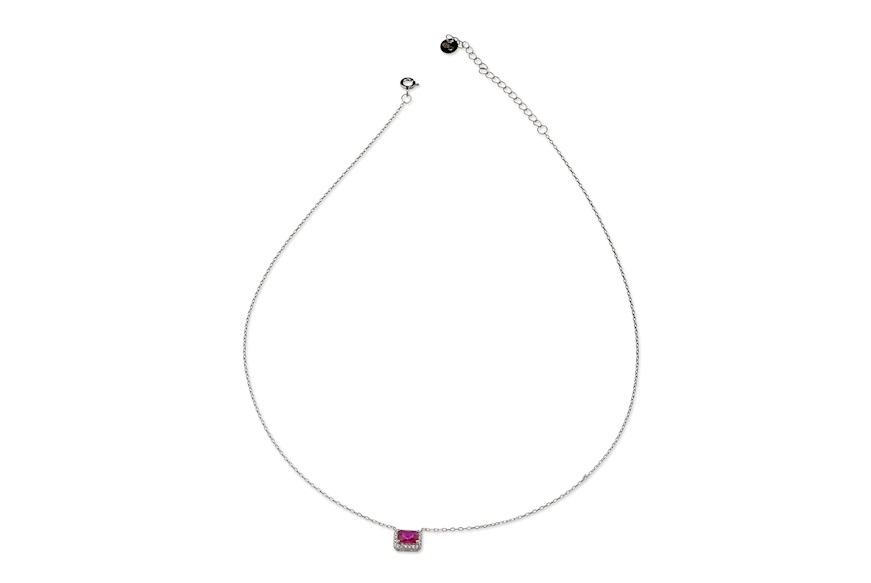 Necklace Luce silver with cubic zirconia and ruby zircon Sovrani