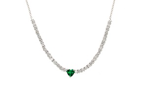 Collana Luce argento con cubic zirconia e zircone smeraldo Sovrani