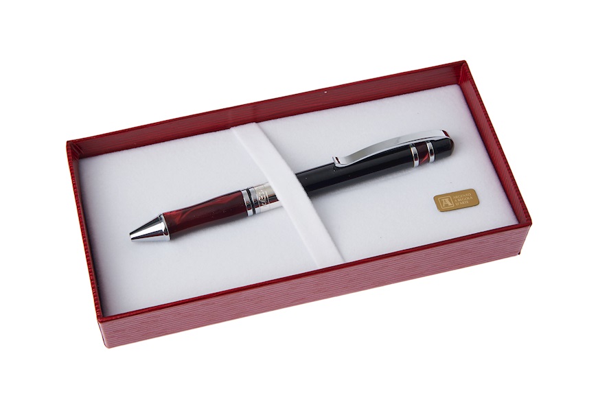 Ballpoint pen silver with marbled burgundy tip Settelaghi