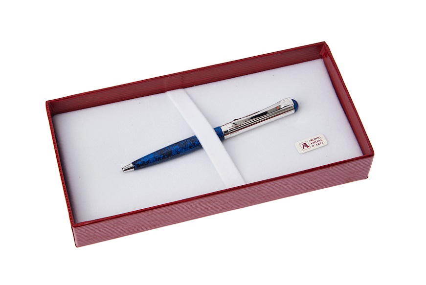 Penna a sfera Classica Lady argento con puntale e testina in lacca blu Settelaghi