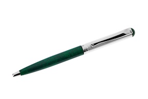 Penna a sfera Classica Lady argento con puntale e testina in lacca verde