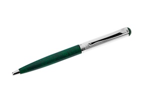 Penna a sfera Classica Lady argento con puntale e testina in lacca verde Settelaghi