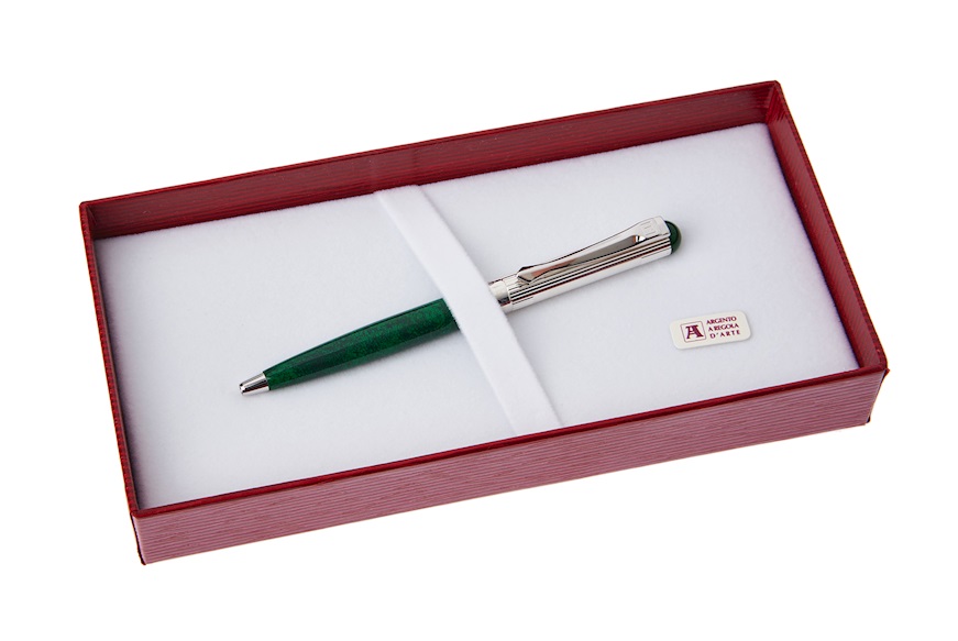 Ballpoint pen Classica Lady silver with tip and head in green lacquer Settelaghi