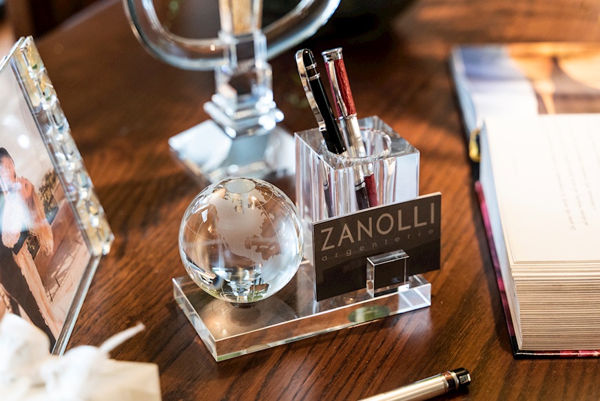 Desk Set World crystal Penholder and Business Card Holder Selezione Zanolli