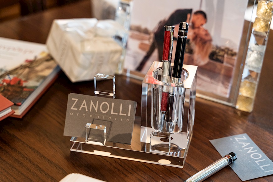 Desk Set crystal Penholder and Business Card Holder Selezione Zanolli