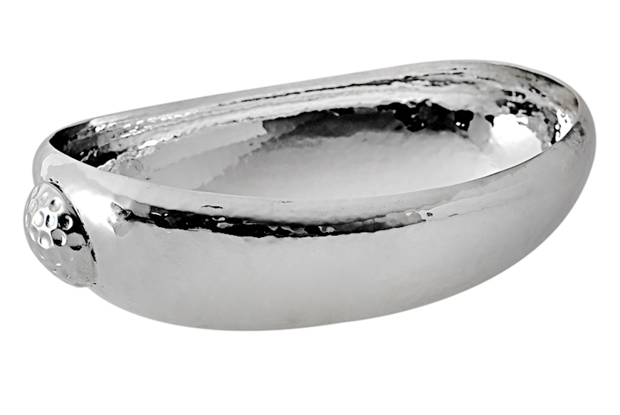 Ciotola ovale silver plated bassa con manici pallina da golf Selezione Zanolli