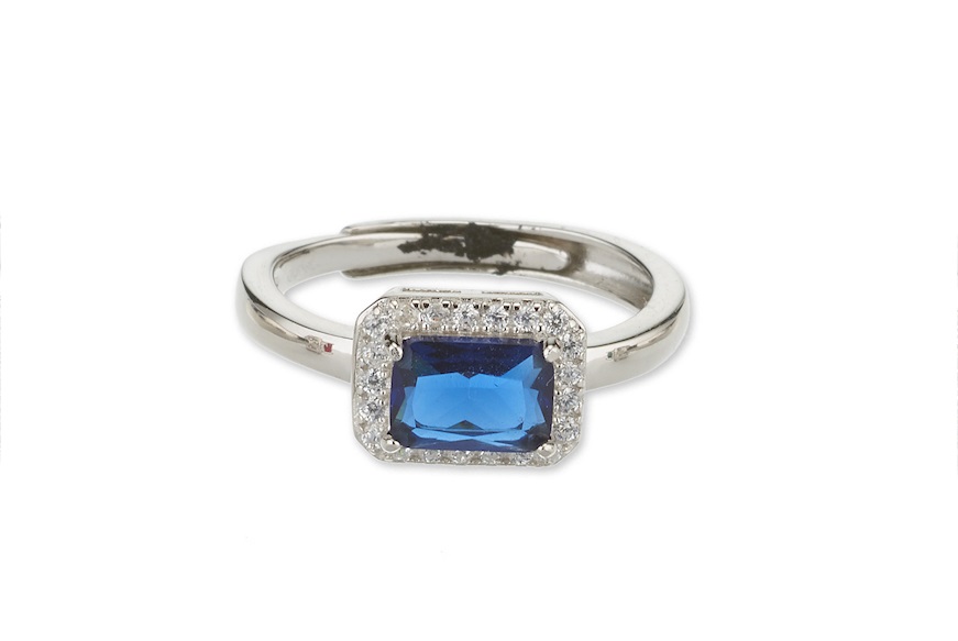 Ring Luce silver with cubic zirconia and sapphire zircon Sovrani