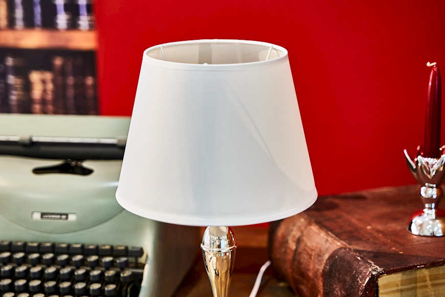 Lamp silver with white lampshade Selezione Zanolli