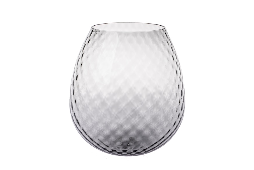 Candle holder vase Macramè XXL Murano glass Grey Nasonmoretti