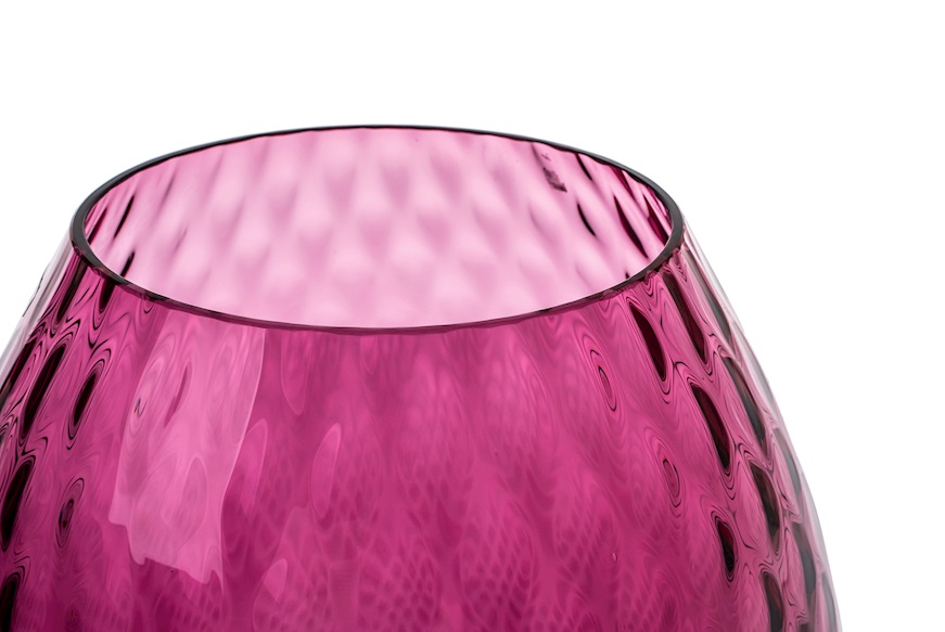 Vaso Portacandela Macramè XL vetro di Murano color Rubino Nasonmoretti