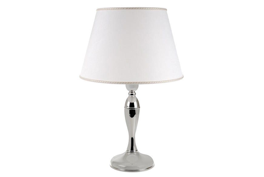 Lampada argento con paralume bianco grande Selezione Zanolli