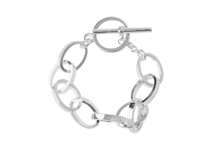 Bracelet silver with smooth ovals and T closure Selezione Zanolli