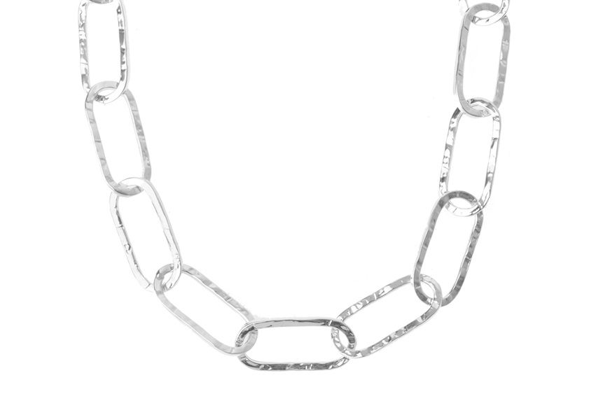 Necklace silver with hammered ovals Selezione Zanolli