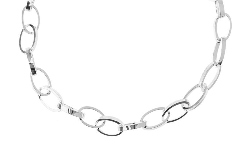 Necklace silver with smooth ovals and T closure Selezione Zanolli