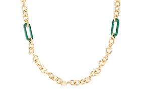 Collana argento dorato con maglia rolò e malachite Selezione Zanolli