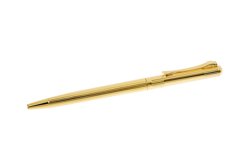 Penna a sfera Classica argento dorato con disegno rigato Settelaghi