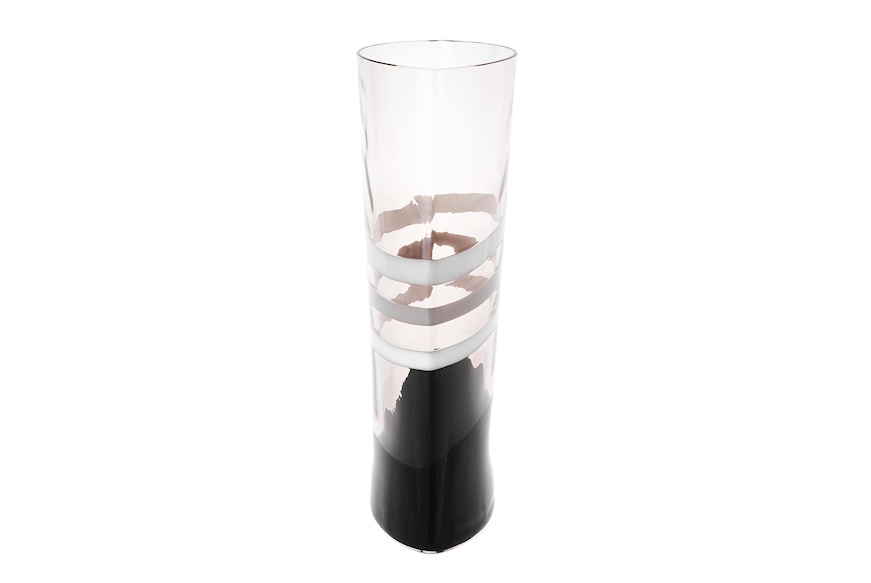 Vase Arco Murano glass milk white black and grey Carlo Moretti